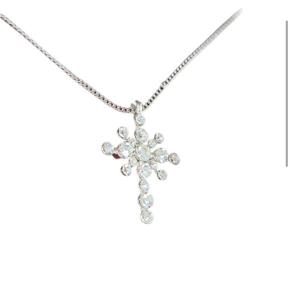 Camrose Kross JBK Clear Rhinestone Starlight Silver Tone Cross - Picture 2 of 4